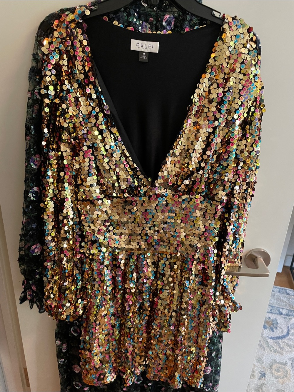 Delfi Gold Sequin Mini Dress